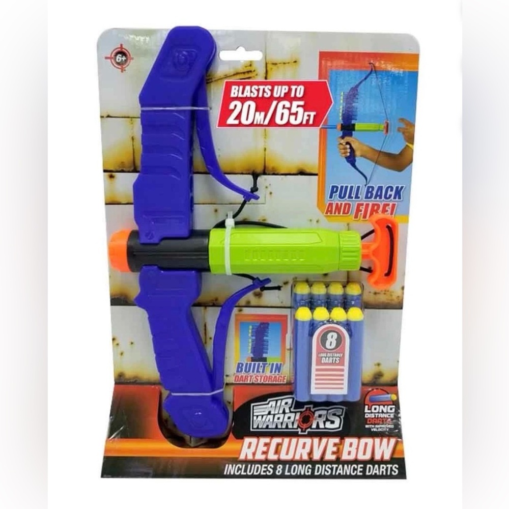 Buzz Bee Toys Air Warriors 8-Dart Foam Arrow Recurve Bow - Dart Game Playset New